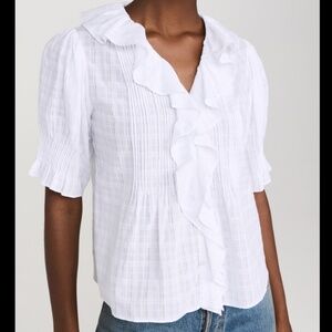 NWOT Madewell ruffle puff sleeve peplum top